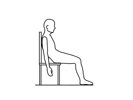 椅子からずり落ちそうな人 椅子からずり落ちそうな人 座位,悪姿勢,骨盤後傾,横向き,線画,白黒のイラスト素材