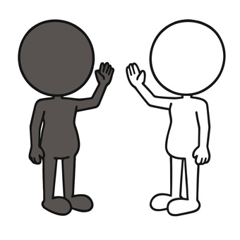 挨拶する棒人間たち 棒人間,挨拶,会話,出会い,別れ,交流,コミュニケーション,人物,二人,関係関係のイラスト素材