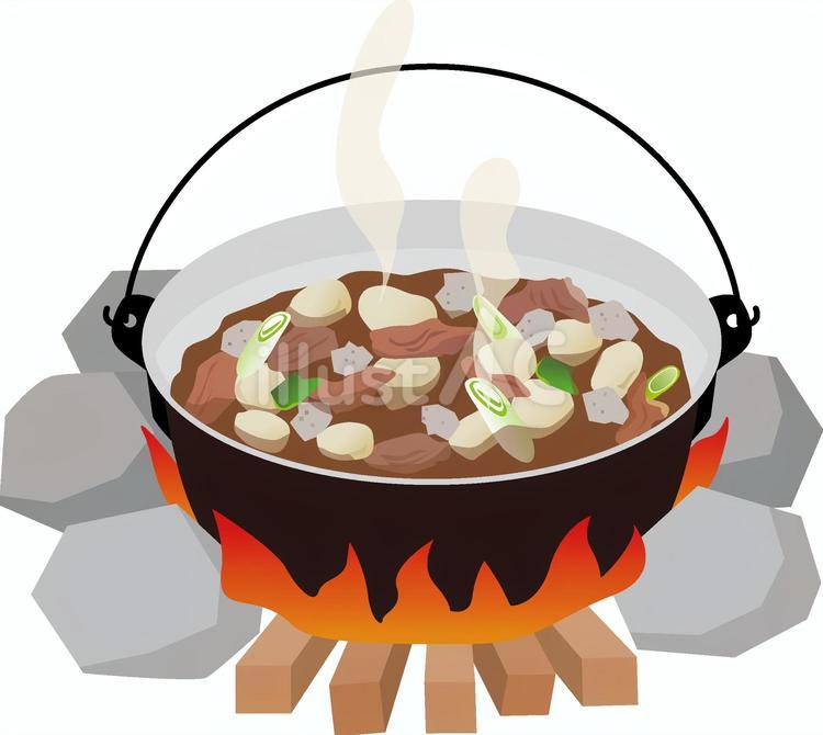 芋煮会かまど 芋煮,芋煮会,大鍋のイラスト素材