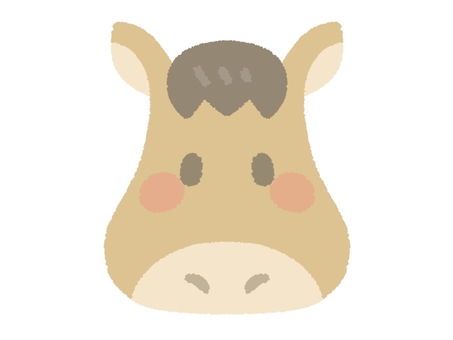 正面から見た馬の顔 馬,顔,正面,茶色,立髪,午年,干支,デフォルメ,手描き,かわいいのイラスト素材