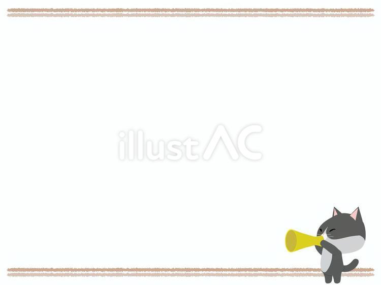 メガホンで話すはちわれ猫（フレーム） メガホン,猫,はちわれのイラスト素材
