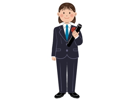 卒業式の子ども　小学生女子ズボン 卒業式,卒業,小学生,女子,学生,子ども,スーツ,よそいき,正装,フォーマルウエアのイラスト素材