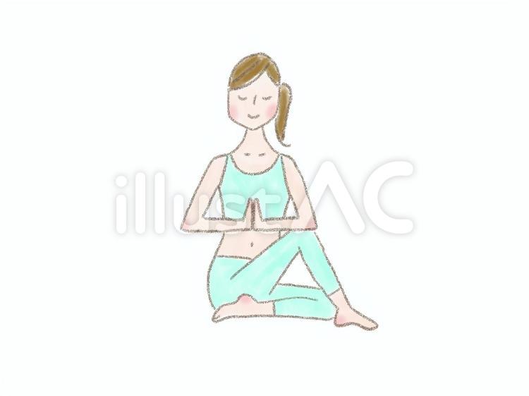 ヨガ　女性　ポージング５ ヨガ,女性,ポーズのイラスト素材