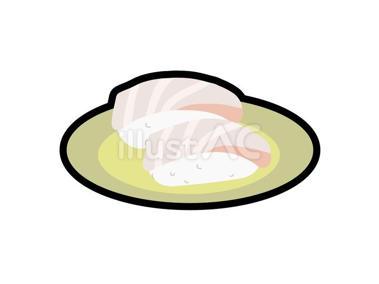 ステッカー風のヒラメの握り寿司 寿司,海老,ヒラメのイラスト素材