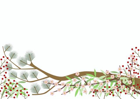 Illustration, loose, bamboo, plum, 