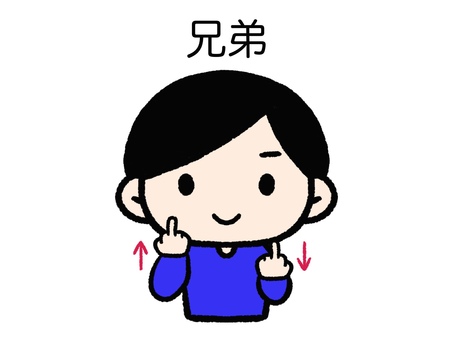 手話　兄弟 手話,手,ハンドサイン,難聴,聾者,ろう者,兄弟,聴覚障害,聾,表現のイラスト素材
