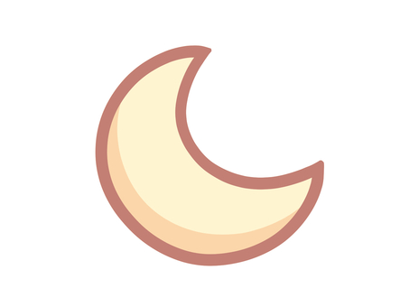 月（右向き） 月,三日月,かわいい,おしゃれ,ゆめかわいい,シンプル,黄色,透過,手描き,イラストのイラスト素材