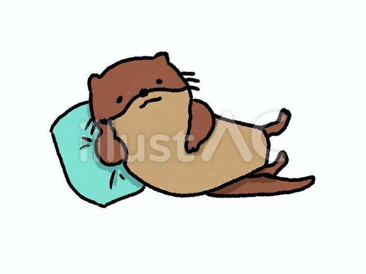 くつろぐカワウソさん カワウソ,動物,クッションのイラスト素材
