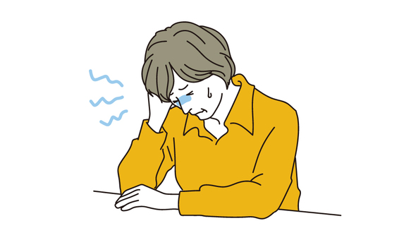 頭痛に悩む中年女性のイラスト素材 女性,頭痛,片頭痛,更年期障害,人物,日本人,大人,健康,中年女性,病気のイラスト素材