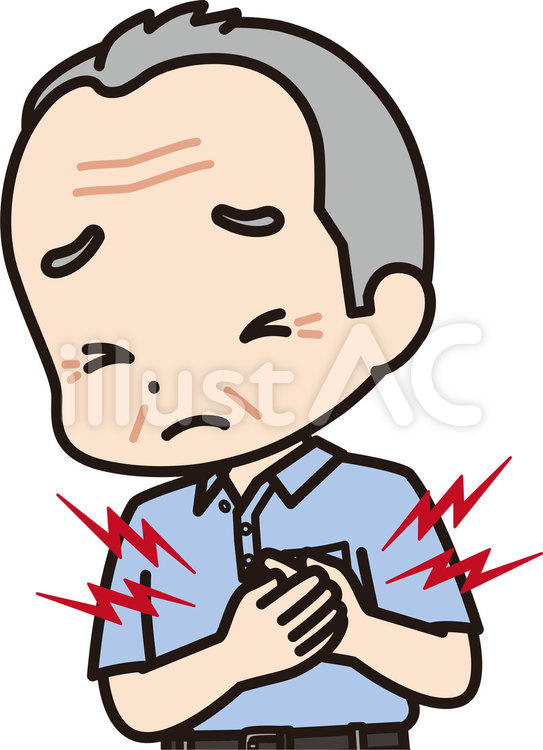 胸の痛みを訴えるおじいさん 人物,高齢者,老人のイラスト素材
