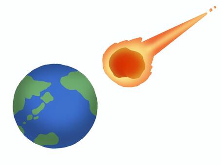 地球に接近する隕石 地球,隕石,惑星,天体,宇宙,危機,赤,オレンジ,青,衝突のイラスト素材