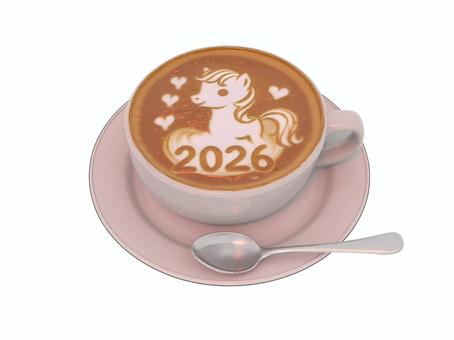 2026年賀状干支の午の馬ウマラテアート 年賀状,年賀,馬,午,ウマ,干支,素材,2026年,令和,令和8年のイラスト素材
