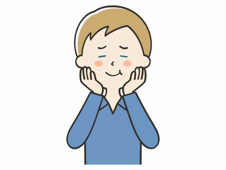 満足そうな白人男性 満足そうな白人男性 美味しい,満足,満腹,笑顔,嬉しい,幸せ,喜び,男性,男,外国人のイラスト素材