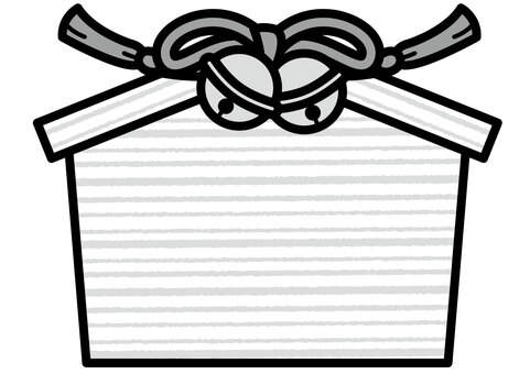 絵馬-2c 絵馬,鈴,紐,年賀状,かわいい,シンプル,モノクロ,グレーのイラスト素材