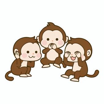 Illustration, three apes, to not see, i will not listen, 