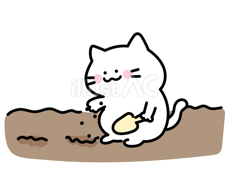 種まきをする猫 種まき,種,蒔くのイラスト素材