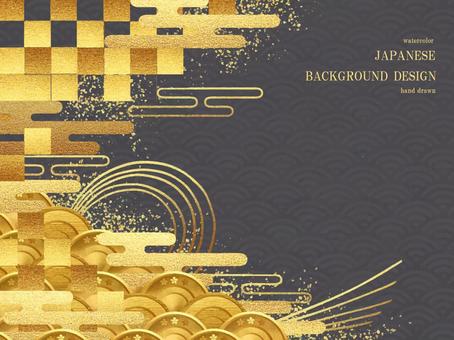 New Year's card gold Japanese pattern Japanese background 83 New Year's card gold Japanese pattern Japanese background 83