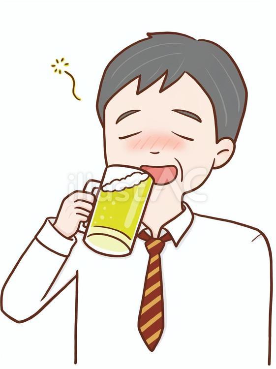 ほろ酔いの中年男性(カラー) 男性,会社員,ビールのイラスト素材