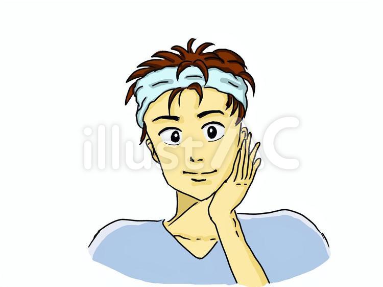 スキンケアをする男性 男性,スキンケア,美肌のイラスト素材