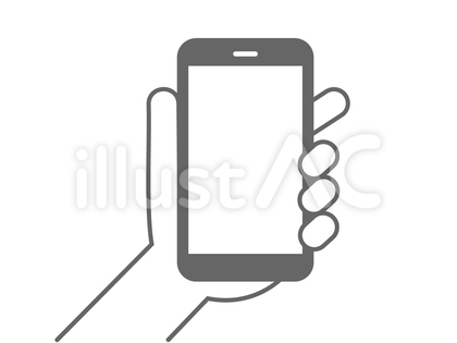 デフォルメされたスマホを持つ手 モノクロ
