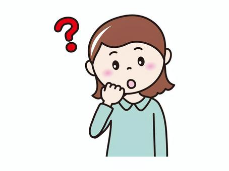 30代女性(はてな) 人物,女性,主婦,疑問,はてな,迷い,はてなマークのイラスト素材