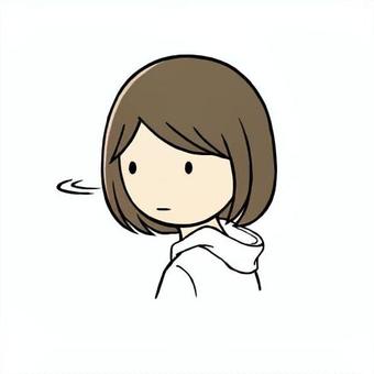 振り向く若い女性 振り向く,見返り,振り返る,背後,女性,若者,学生,人物,上半身,かわいいのイラスト素材