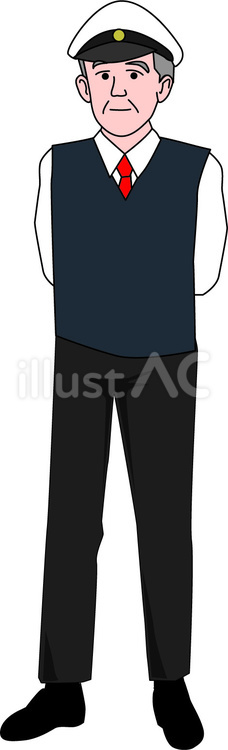 年配　男性　運転手　制服　帽子 年配,男性,運転手のイラスト素材