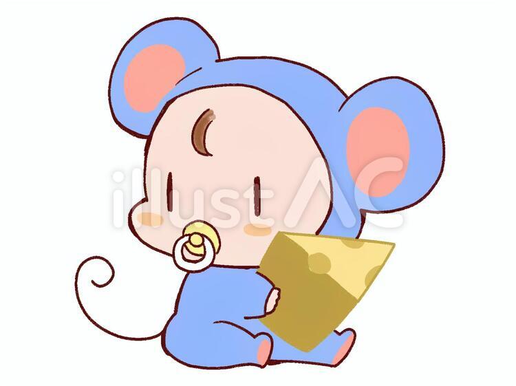 ネズミの着ぐるみ赤ちゃん ねずみ,赤ちゃん,かわいいのイラスト素材