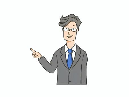 指をさし指摘をするポーズのサラリーマン ビジネスマン,男性,若い,メガネ,フレッシュ,真面目,サラリーマン,スーツ,ネクタイ,指摘のイラスト素材