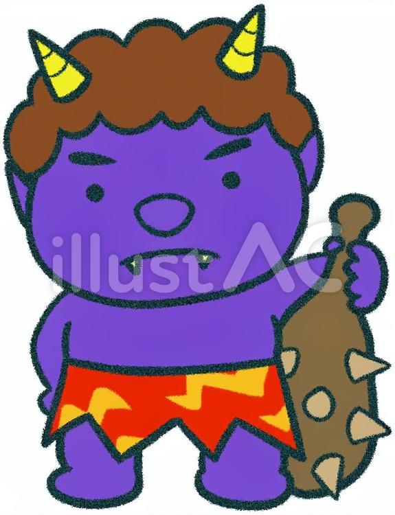 青鬼さん 節分,鬼,青鬼のイラスト素材