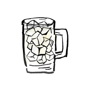 カルピス　カルピスサワー　ジョッキ 酒,ジョッキ,筆,乾杯,アルコール,手書き,サワー,ドリンク,飲み放題,飲み会のイラスト素材