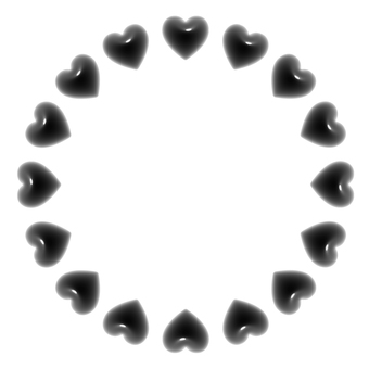 黒いハートの丸い3Dフレーム2 ハート,フレーム,3d,立体,丸,可愛い,バレンタイン,フェミニン,飾り枠,正円のイラスト素材