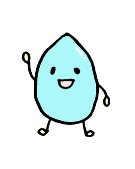 水滴のキャラクター 手書き,ゆるかわ,雫,雨,水滴,梅雨,アイコン,液体,雨水,水色のイラスト素材