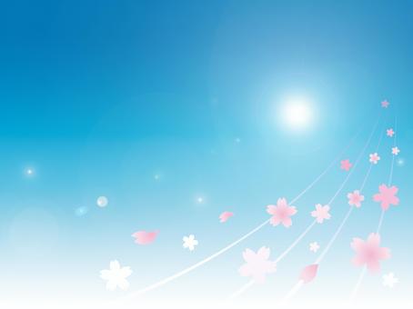 光の中風に吹かれて飛ぶ桜の花 桜,風,光,青空,空,飛ぶ,花,花びら,輝き,明るいのイラスト素材