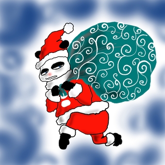 悪のパンダサンタ パンダ,泥棒,サンタクロース,クリスマス,コソ泥,悪のイラスト素材