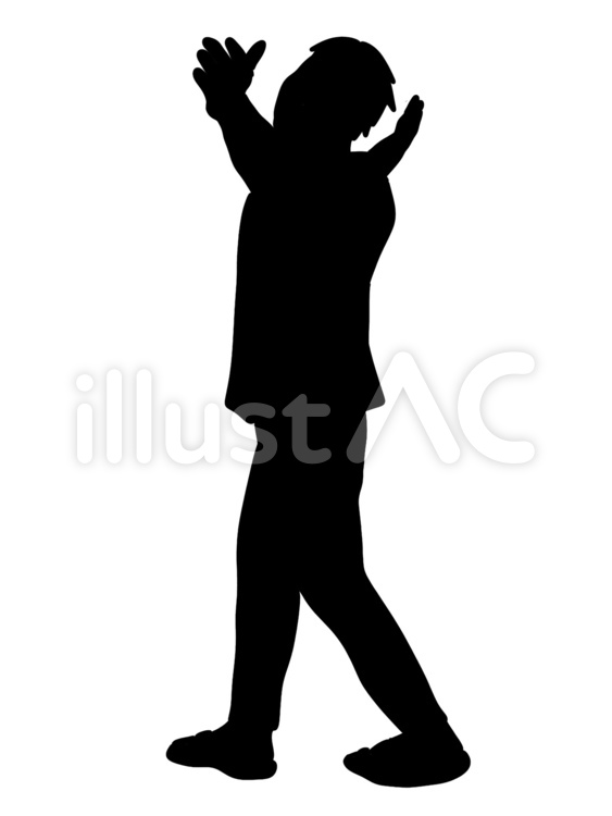 男性　両手　広げる　シルエット 男性,歩く,横顔のイラスト素材
