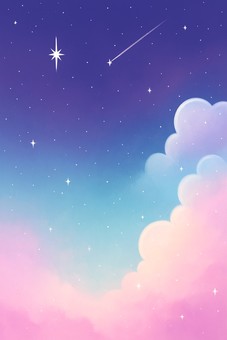 ファンシー　空　背景 背景,空,淡い,パステル,水彩,シンプル,かわいい,ピンク,雲,雲の上のイラスト素材