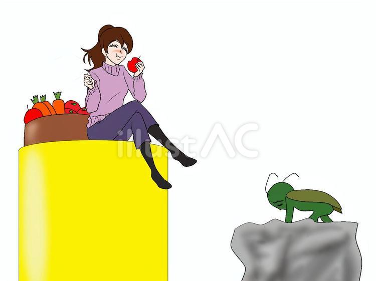 冬のアリとキリギリス アリ,キリギリス,収穫のイラスト素材