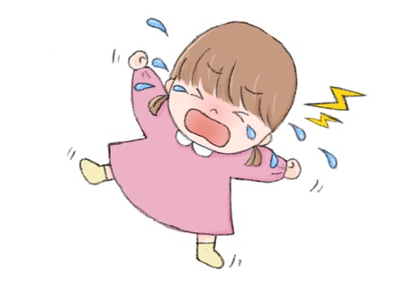 ギャン泣きする女の子 女の子,保育園,幼稚園,幼児,1歳,2歳,ギャン泣き,イヤイヤ期,泣く,涙のイラスト素材