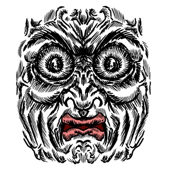 凄い怒り顔の表情パーツ線画 怒る,激怒,憤怒,キレる,我慢,激情,ピキピキ,イライラ,憎む,恨むのイラスト素材