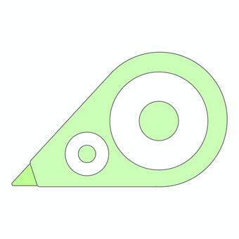 修正テープ（線あり緑） 修正,テープ,のり,緑,貼る,消す,文房具,素材,シンプル,イラストのイラスト素材