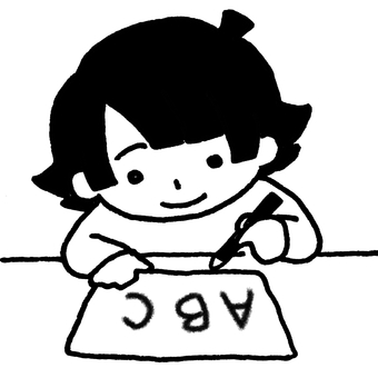 ペンで紙にアルファベットを書く子ども こども,子ども,書く,紙,文字,アルファベット,英語,楽しい,勉強,学習のイラスト素材