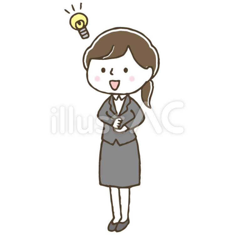 ひらめくかわいい女性会社員/OL/スーツ 女性,ひらめく,解決のイラスト素材