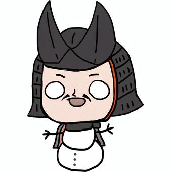 ゆるい蒲生氏郷 ゆきだるまさん 蒲生氏郷,戦国,侍,刀,鎧,兜,おきあがりこぼし,戦国時代,時代,戦国武将のイラスト素材