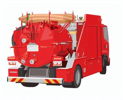 消防工作車（強力吸引車）リアル 消防,リアル,災害,救助,強力,吸引,砂,泥水,瓦礫,赤のイラスト素材