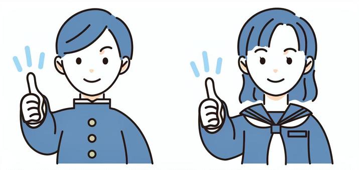 Male and female students understand with a thumbs up, , JPG and PNG