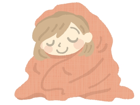 毛布にくるまる女の人 毛布,ブランケット,布団,くるまる,女性,すっぽり,入る,包まれる,暖かい,防寒のイラスト素材