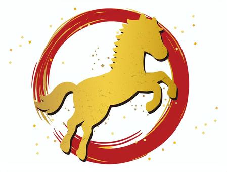 年賀状 馬,年賀状,午,筆,シルエット,かすれ,年賀,和風,午年,お正月のイラスト素材