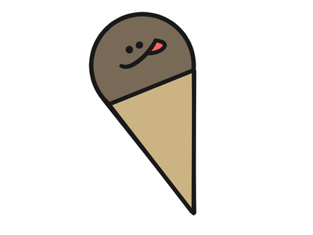アイスクリーム　チョコ　顔つき　イラスト チョコ,笑顔,舌,食べ物,アイス,デザート,スイーツ,コーン,かわいい,氷菓のイラスト素材