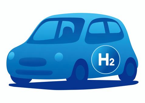 水素自動車 水素自動車,h2,ブルー,エコカー,次世代自動車,hydrogencar,クリーンエネルギー,脱炭素,環境,未来のイラスト素材